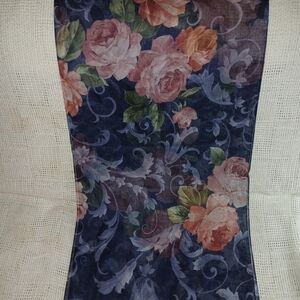 Cejon Floral Scarf - Navy and Pink